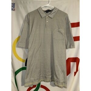 Polo Ralph Lauren Pima Cotton Shirt 2XL Yellow Blue Striped Golf Vintage